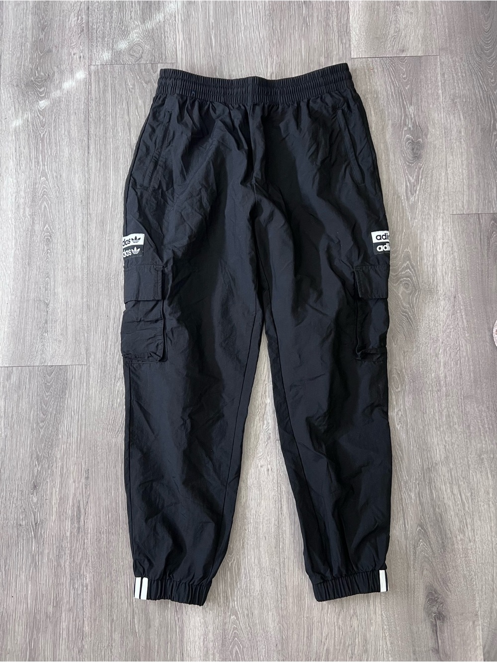 adidas Black Women's Cargo Track Pants with Logo Tabs